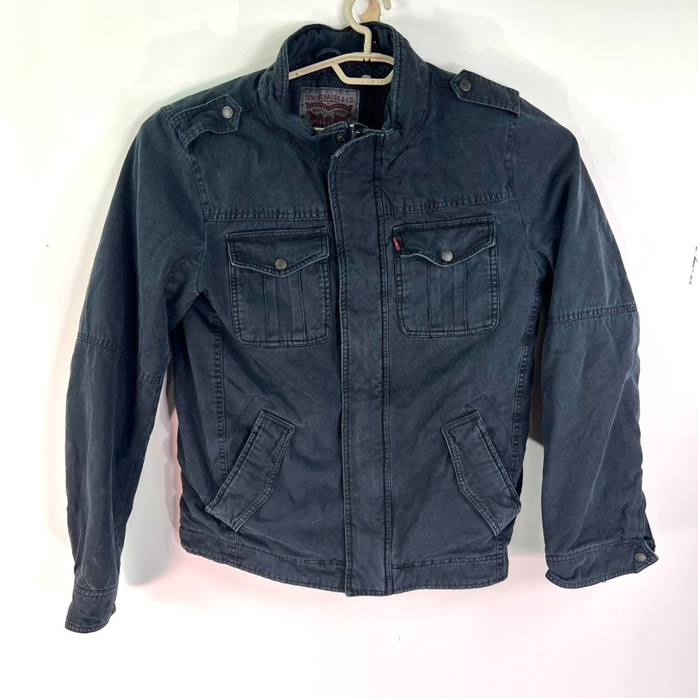 Levi's Trucker Denim Sherpa Lined Jacket Men's Size S Black Pockets